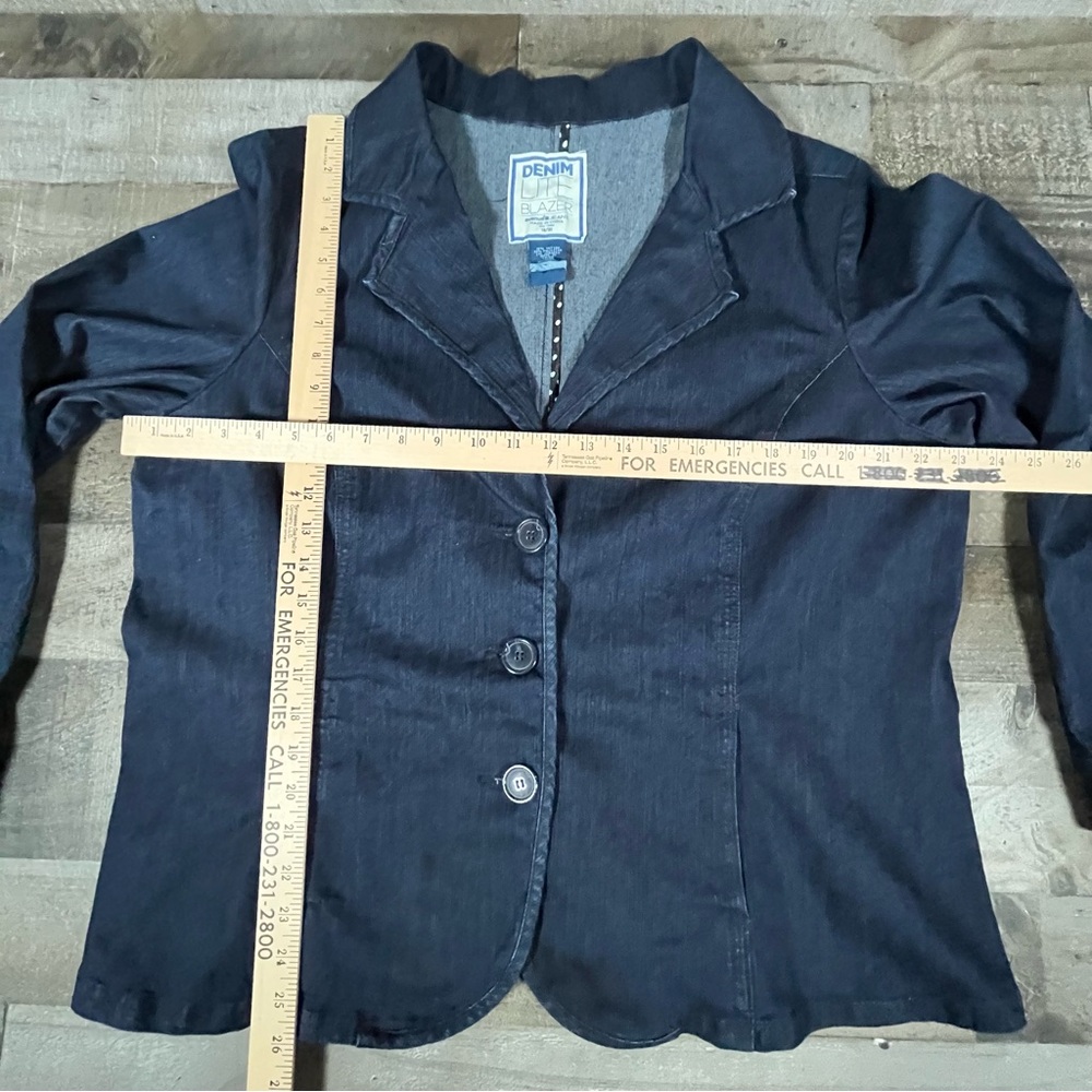 Avenue Denim Lite Blazer Blue Denim Collared 3 Button Women’s Size 18/20 - Picture 3 of 5